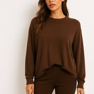 MONN (NWT) Brown Long-Sleeve High-Low Top – Size M